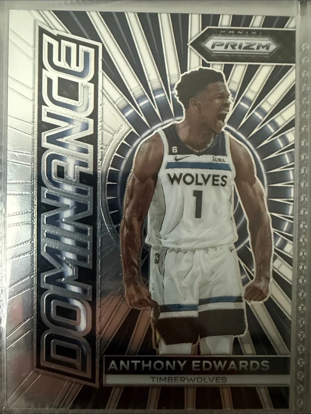 Anthony Edwards Timberwolves Dominance Silver Basketball Card